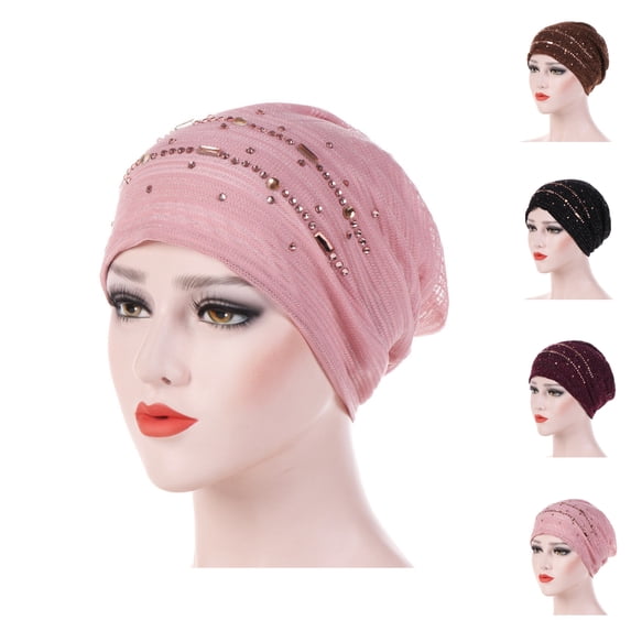 UJNDER Turban Long Caps Women Head Wrap Mesh Style Breathable Bonnet Hair Wrap Pink,One Size