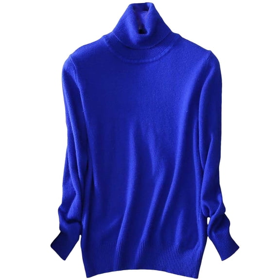 UJNDER Turtleneck Knit Sweater for Women Classic Winter Pullover Cozy Casual Blue XXL