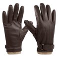thumbnail image 1 of UJNDER Unisex 2025 Autumn Winter Solid Color Versatile Windproof Thick Cold Leather Gloves Brown, 1 of 4