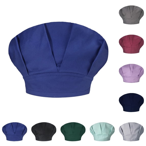 UJNDER Unisex Bouffant Hat Solid Color Cap Kitchen Catering Oil Proof Chef Hat for Men Women Head Wrap Dark Blue,One Size