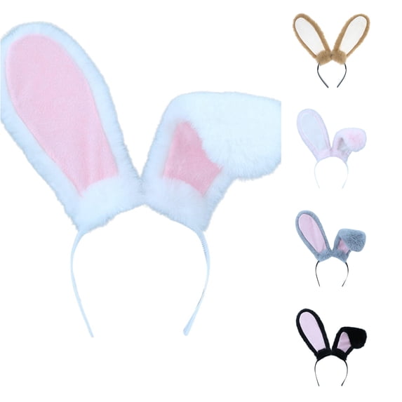 UJNDER Unisex Easter Folding Rabbit Ear Headband for Cosplay Comic Convention Stage Headbands for Women,White,One Size