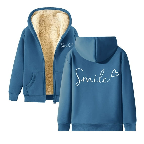 UJNDER Unisex Graphic Print Hooded Sweatshirt Jacket Long Sleeve Zip Up Pocket Casual Winter Outerwear Hoodies for Women Blue XXL