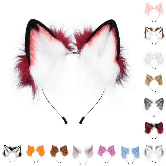 UJNDER Unisex Wolf Ears Headband for Cosplay Party Accessory Headbands for Men,Watermelon Red,One Size