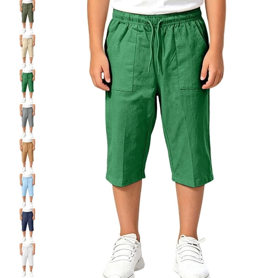 UJNDER Unisex Kid's Lightweight Loose Fit Stretchy Beach Pants for and Play Sweat Pants Baggy,Green,5-6 Years