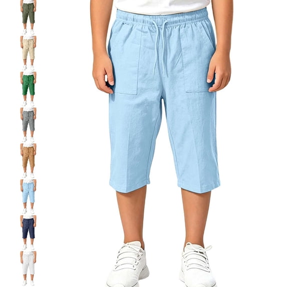 UJNDER Unisex Kid's Lightweight Loose Fit Stretchy Beach Pants for and Play Sweat Pants Baggy,Light Blue,7-8 Years