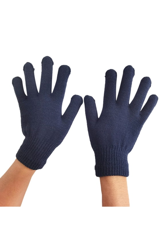 Unisex Knitted Winter Gloves Warm Five Fingered Adult Handwear for Cold Weather and Comfort Dark Gray