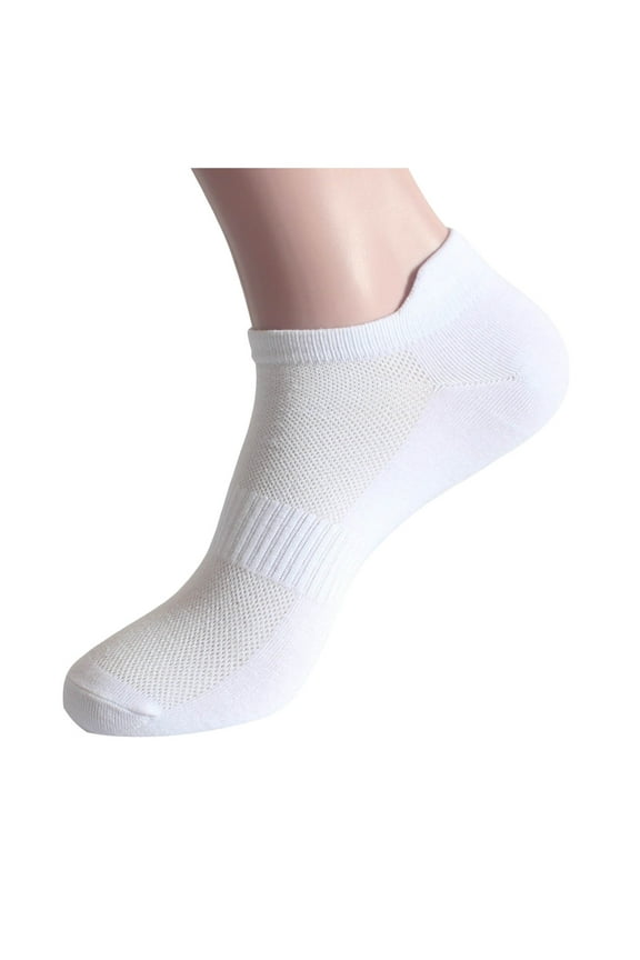 Unisex No Show Boat Socks with Mesh Breathable Pull Tab Liner Socks for Sports White
