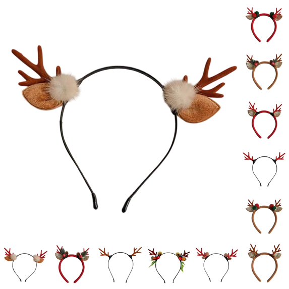 UJNDER Unisex Reindeer Holiday Headband for Festive Celebrations and Parties Headbands for Women,Khaki3,One Size