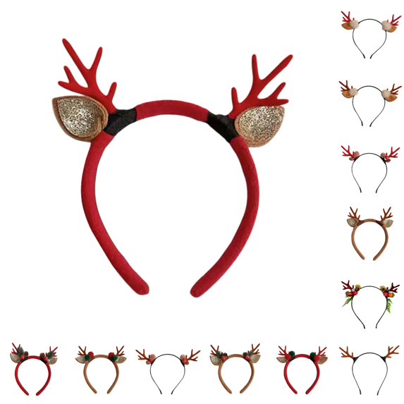 UJNDER Unisex Reindeer Holiday Headband for Festive Celebrations and Parties Headbands for Women,Watermelon Red2,One Size