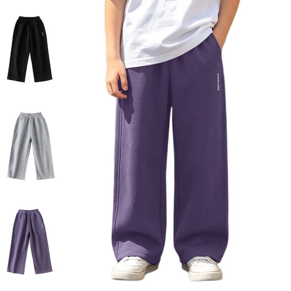 UJNDER Versatile Boys and Girls Knit Casual for Everyday Wear Slim to Wide Leg Styles Comfortable Youth Pants Trousers Kids Pants,Purple,12-13 Years