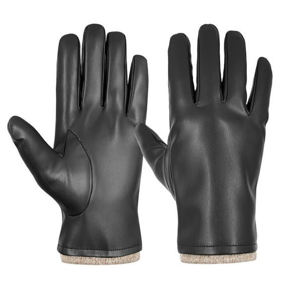 UJNDER Versatile Windproof and Thick Cold Leather Gloves for Male and Female 2025 Autumn and Winter Solid Color Handwear Black