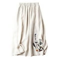thumbnail image 1 of UJNDER Vintage Floral Embroidered Cotton Linen Skirt For Women Summer A Line Midi Slimming Versatile Flared White 2XL=4, 1 of 9