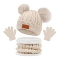 thumbnail image 1 of UJNDER Warm Children's Hat Scarf and Gloves Set for Autumn and Winter Featuring Two Baby Hats in Colors Beige, 1 of 3