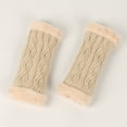 thumbnail image 1 of UJNDER Warm Short Length Thick Fingerless Knit Gloves With Pattern Fleece Hand Socks Beige, 1 of 5