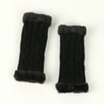 thumbnail image 1 of UJNDER Warm Short Length Thick Fingerless Knit Gloves With Pattern Fleece Hand Socks Black, 1 of 5