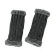 thumbnail image 1 of UJNDER Warm Short Length Thick Fingerless Knit Gloves With Pattern Fleece Hand Socks Dark Gray, 1 of 5