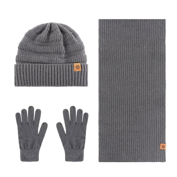 UJNDER Warm Winter Wool Scarf Hat and Gloves Set for Outdoor Cycling and Cold Weather Activities Grey