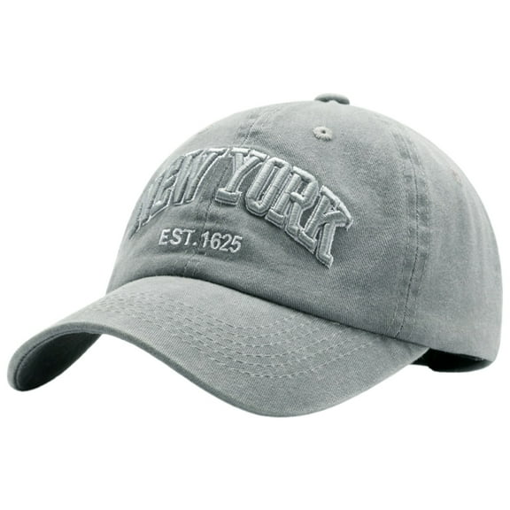 UJNDER Washed Denim Baseball Cap with Embroidered Letters Unisex York Style Dad Hat for Casual Wear Fashion Accessory Light Gray