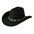 thumbnail image 1 of UJNDER Western Cowboy Hat for Men and Women Turquoise Bohemian Wide Brim Design Party Hat with Chain Fashionable Unisex Accessory Black, 1 of 3