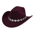 thumbnail image 1 of UJNDER Western Cowboy Hat for Men and Women with Metal Drops Gemstone Net Design Chain Ideal for Fashion Events and Parties Wine, 1 of 3