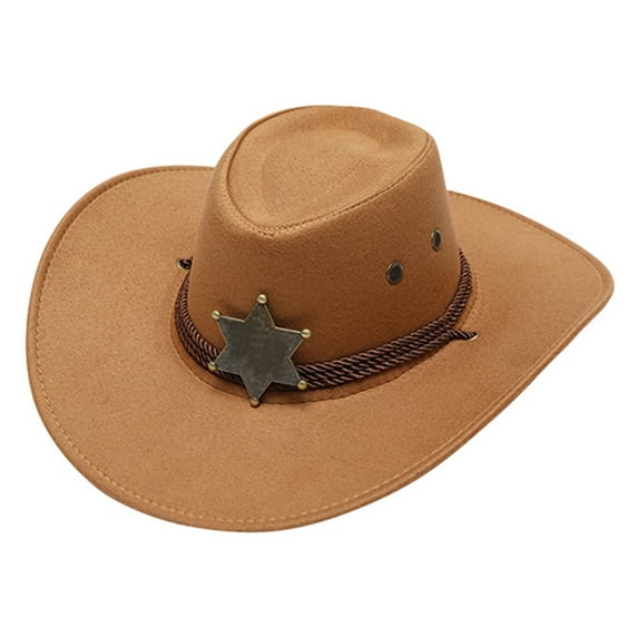 UJNDER Western Cowboy Hat for Men and Women with Star Buckle Decoration for Outdoor Events and Festivals Cowboy Hat Khaki