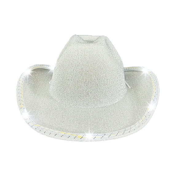 UJNDER Western Cowboy Style Hat Glitter Ideal for Party Stage Performance Accessory Cowboy Hat Silver