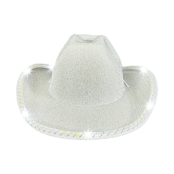 UJNDER Western Cowboy Style Hat Glitter Ideal for Party Stage Performance Accessory Cowboy Hat Silver
