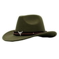 thumbnail image 1 of UJNDER Western Cowboy Style Hat with Jazz Bowler Design Featuring Cow Head Decoration In Ethnic Style Green, 1 of 3