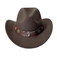 thumbnail image 1 of UJNDER Western Style Cowboy Hat with Cow Head Decoration Casual Outdoor Sun Accessory Cowboy Hat Coffee, 1 of 3