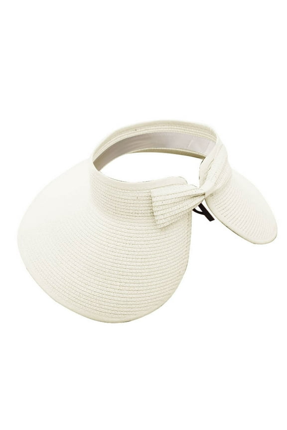Wide Brim Straw Sun Visor Hats For Women Foldable Summer Beach Headwear For Sun Protection Packable For Travel Beige