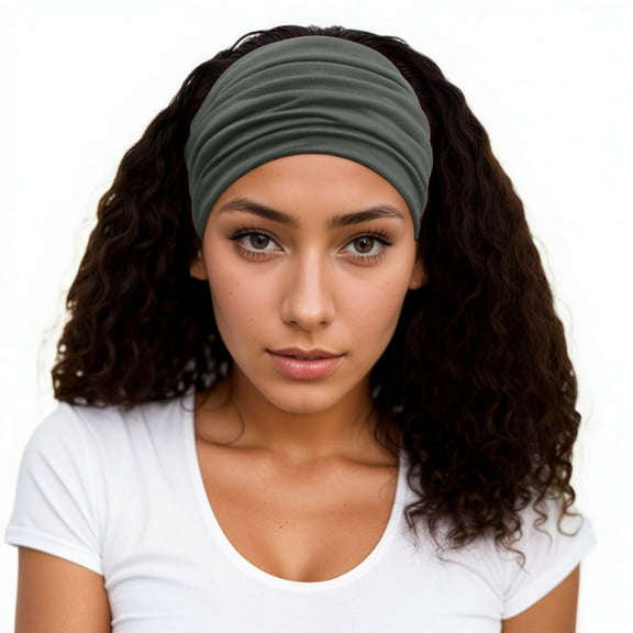 UJNDER Wide Retro Headscarf for Ladies Featuring Cute Knotted Hair Band for Daily Use Hair Scarf Dark Gray