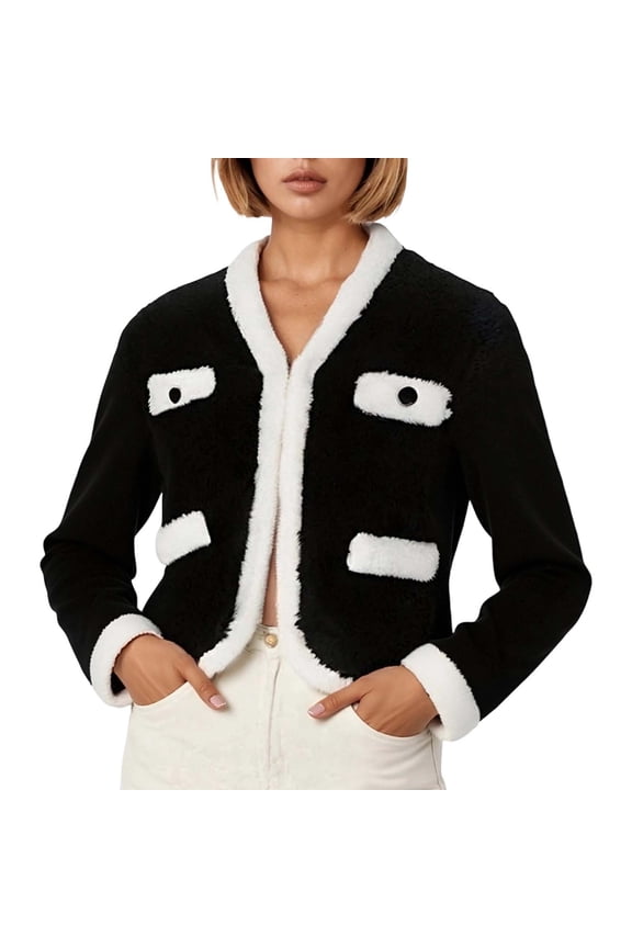 Winter Coats for Women Plus Size French Style Loose Jacket Warm Cozy Long Coat Black XXL