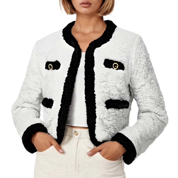 UJNDER Winter Coats for Women Plus Size French Style Loose Jacket Warm Cozy Long Coat White XL