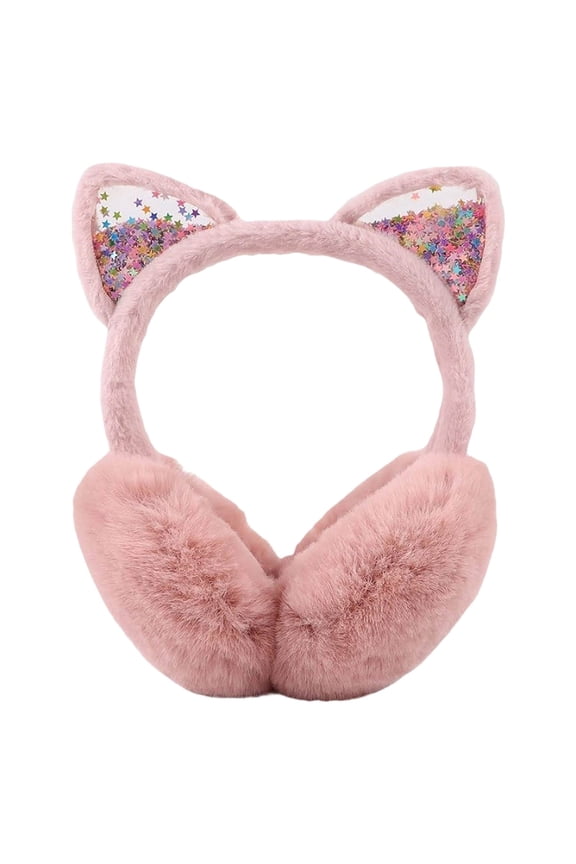 Winter Foldable Warm Earmuffs for Children Cozy Ear for Kids in Cold Weather Headbands for Girls Pink