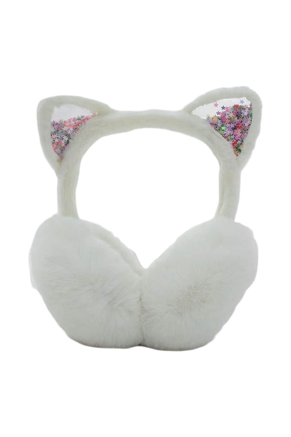 Winter Foldable Warm Earmuffs for Children Cozy Ear for Kids in Cold Weather Headbands for Girls White