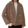 thumbnail image 1 of UJNDER Winter Jackets for Women Stylish Plus Size Short Coat with Notched Lapel Thickened Warm Wool Blend Outerwear Khaki XXL, 1 of 3