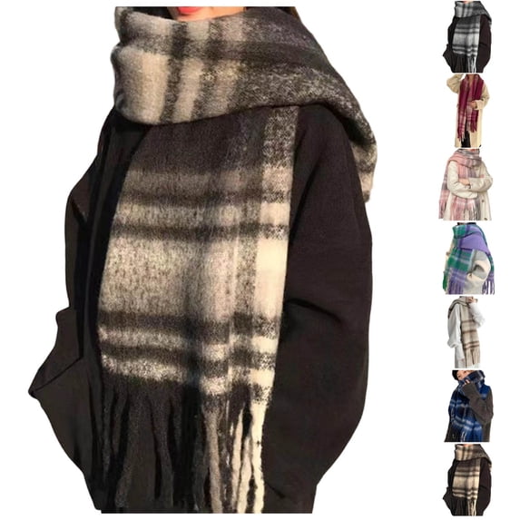 UJNDER Winter Scarf for Women Loop Yarn Plaid Cozy Warm Fashion Soft Textured Wrap Shawl Elegant Everyday Style