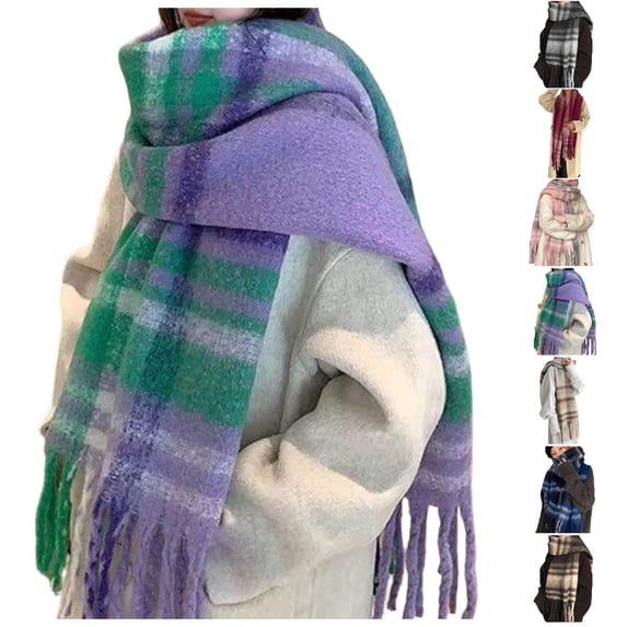 UJNDER Winter Scarf for Women Loop Yarn Plaid Cozy Warm Fashion Soft Textured Wrap Shawl Elegant Everyday Style