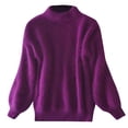 thumbnail image 1 of UJNDER Winter Sweater for Women Loose Warm Pullover Knitted Crew Neck Purple One Size, 1 of 3