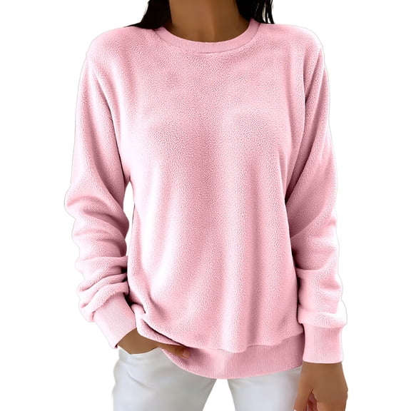 UJNDER Winter Thermal Flannel Shirt for Plus Size Long Sleeve Pullover Top Soft Brushed Blouse Cozy Warm Loungewear Casual Comfort Fit Full Coverage Tunic Style for Cold Weather Womens Tops Pink L