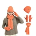 thumbnail image 1 of UJNDER Winter Thermal Knitted Gloves Scarf Hat Set with Touchscreen Compatibility for Cold Weather Outdoor Activities and Ear Protection Orange One Size, 1 of 3