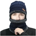 thumbnail image 1 of UJNDER Winter Thermal Plush Hat And Scarf Set Windproof Woolen Cap For Cycling Skiing And Outdoor Activities In Cold Weather Blue, 1 of 2