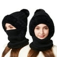 thumbnail image 1 of UJNDER Winter Warm Lined Scarf Hat Set for Cold Weather Thermal Face Windproof Outdoor Activities Black_#3 One Size, 1 of 5