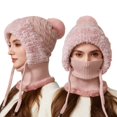 thumbnail image 1 of UJNDER Winter Warm Lined Scarf Hat Set for Cold Weather Thermal Face Windproof Outdoor Activities Pink_#1 One Size, 1 of 5