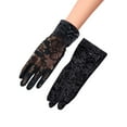 thumbnail image 1 of UJNDER Women Black Dot Short Lace Breathable Riding Sunscreen Wedding Gloves for Elegant Events Black One Size, 1 of 4