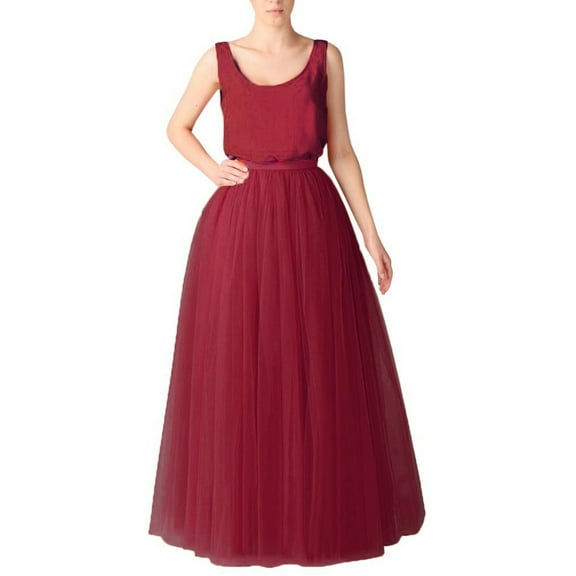 UJNDER Women Boneless Wedding Mesh Porcelain Color Petticoat Puffy Long Tutu Comfortable B A