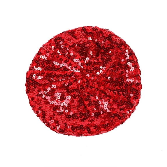 UJNDER Women Carnival Fashion Sparkling Sequins Beret Colorful Cap Nightclub Dress Hat for Stylish Ladies Red