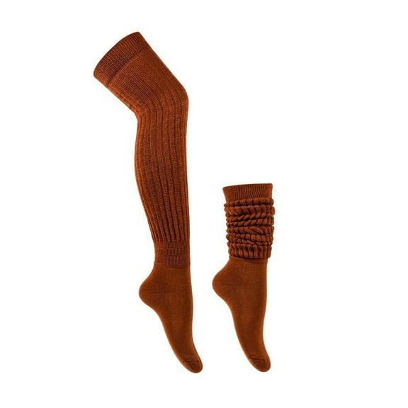 UJNDER Women Extra Long Thick Colorful Over Knee Stockings Stacked Style Winter Wear Brick Red