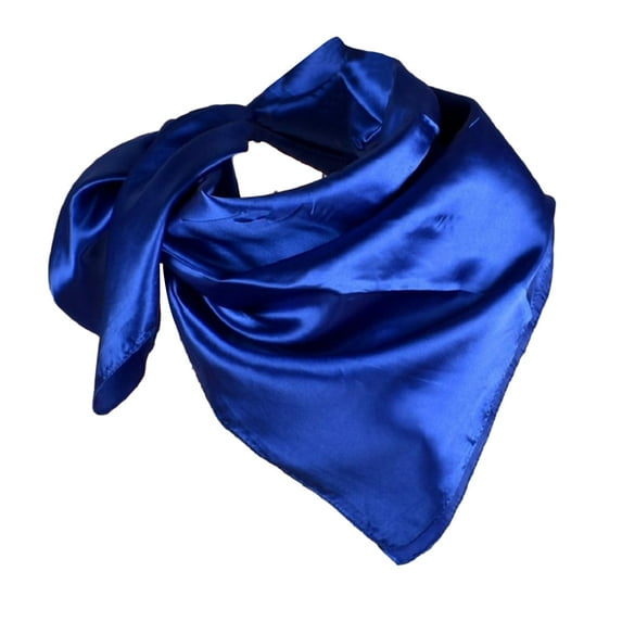 UJNDER Women Fashion Solid Satin Square Head Scarf Lightweight Neck Scarves and Hair Bandana for Stylish Women Blue