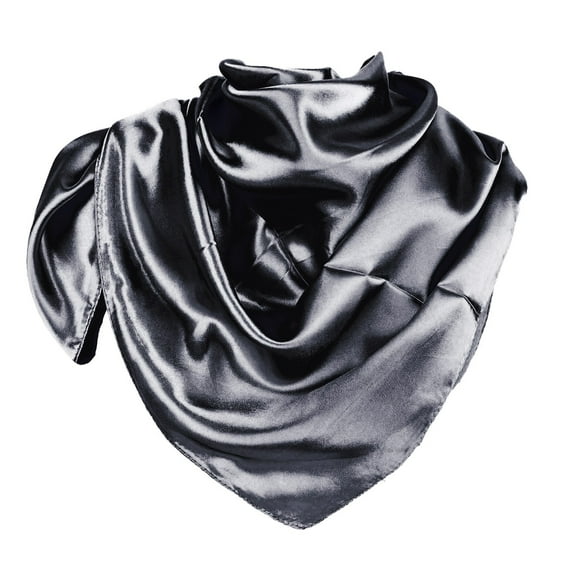 UJNDER Women Fashion Solid Satin Square Head Scarf Lightweight Neck Scarves and Hair Bandana for Stylish Women Dark Gray